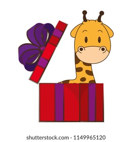 cute and adorable giraffe in gift