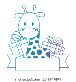 cute and adorable giraffe with gifts