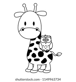 cute and adorable giraffe with owl characters