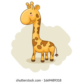 Cute And Adorable Giraffe standing up. Vector Illustration