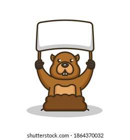 Cute adorable groundhog mascot design