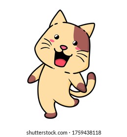 Cute Adorable Happy Brown Cat cartoon doodle vector illustration flat design style