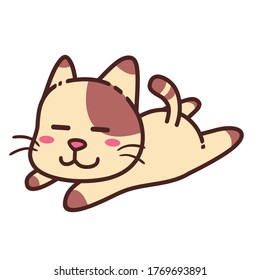Cute Adorable Happy Brown Cozy Relax Sleep Cat cartoon doodle vector illustration flat design style