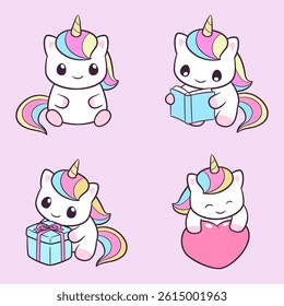 Cute and adorable happy unicorn illustration