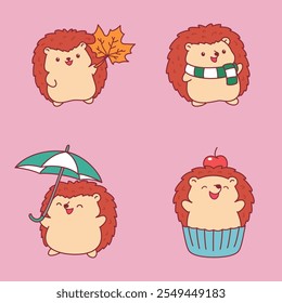 Ilustração de Personagem Hedgehog bonito e adorável