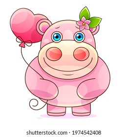 cute and adorable hippo character Tropical vector background.