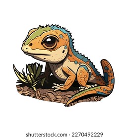 cute and adorable house lizard cartoon