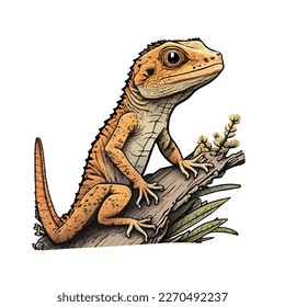 cute and adorable house lizard cartoon