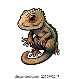 cute and adorable house lizard cartoon