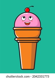 cute and adorable ice cream emoticons,desin icons,vector illustration