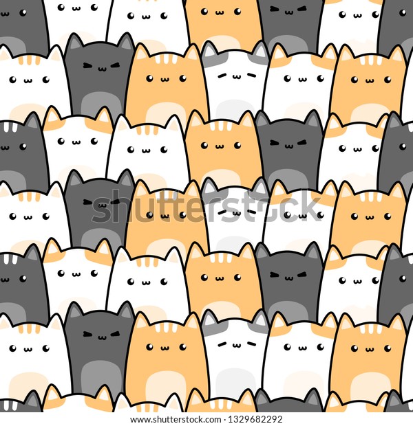 Cute Adorable Kawaii Cat Kitten Cartoon Stock Vector (Royalty Free ...