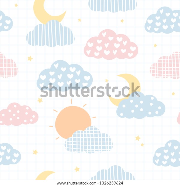 Cute Adorable Kawaii Light Blue Pink Stock Vector Royalty Free