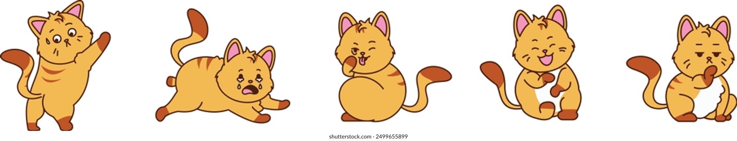 Cute and adorable kitten cartoon character expression, cartoon character style