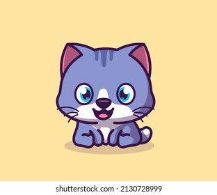 cute adorable kitten illustration mascot icon flat cartoon style.