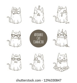 Cute and adorable kitty cat character collection