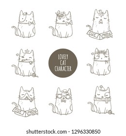 Cute and adorable kitty cat character collection