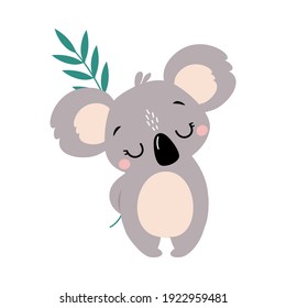 Cute Adorable Koala Australian Animal Cartoon Character Vector Illustration