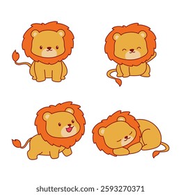 Cute Adorable Lion Cartoon Illustration