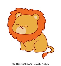 Cute Adorable Lion Cartoon Illustration