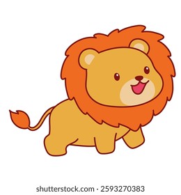 Cute Adorable Lion Cartoon Illustration