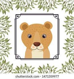 cute and adorable lion with frame