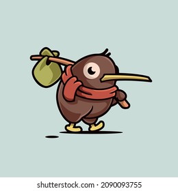 Cute Adorable Little Kiwi Bird Cartoon