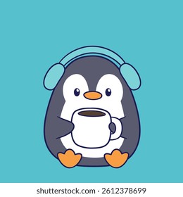 Cute and adorable little penguin illustration