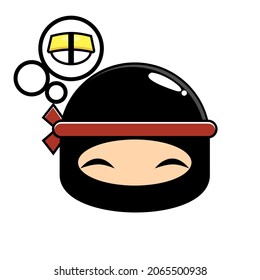 Cute and adorable mascot thinking of sushi. Vector illustration.