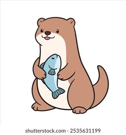 Cute and adorable otter character illustration