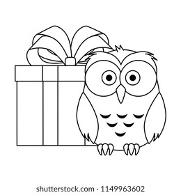 cute and adorable owl with gift