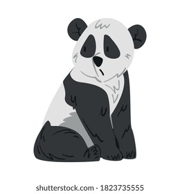 Cute Adorable Panda Bear, Funny Wild Animal Cartoon Style Vector Illustration on White Background