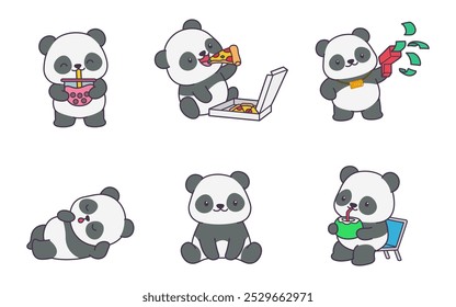 bonitinho adorável panda personagem de desenho animado