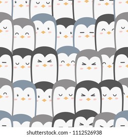 Cute adorable penguins cartoon seamless pattern background wallpaper vector eps10