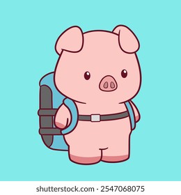 cute adorable pig character design illustration