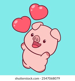 cute adorable pig character design illustration