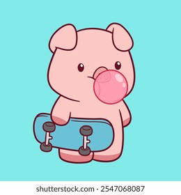 cute adorable pig character design illustration