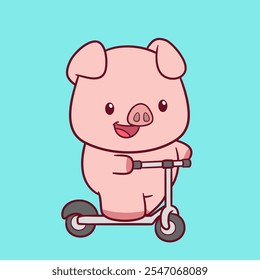 cute adorable pig character design illustration