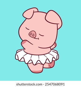 cute adorable pig character design illustration