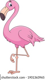 Cute adorable pink Flamingo cartoon illustration