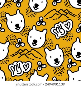 lindo y adorable oso polar cabeza de panda grizzly para Fondo de pantalla, papel de embalaje, textil y camiseta de impresión