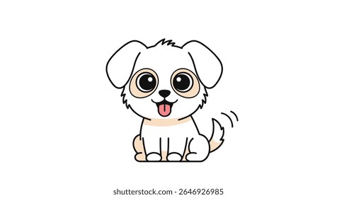 Cute Adorable Puppy Dog with Big Eyes and Wagging Tail Happy and Playful Expression