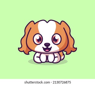 cute adorable puppy illustration mascot icon flat cartoon style.