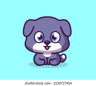 cute adorable puppy illustration mascot icon flat cartoon style.