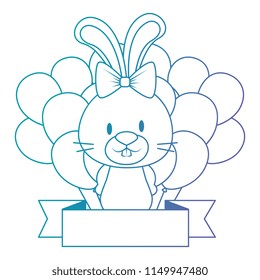 cute and adorable rabbit with balloons helium