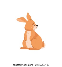 Cute adorable rabbit or bunny flat cartoon vector illustration isolated on white background. Bunny character for Easter cards and clothing prints or stickers design.