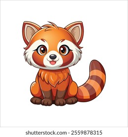 Cute Adorable Red Panda Animal Cartoon Illustration