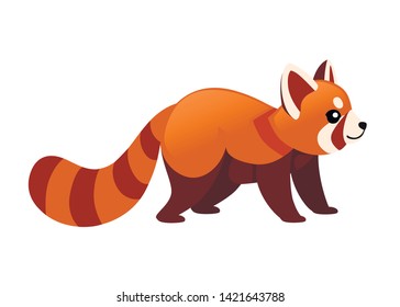 Cute adorable red panda cartoon design animal character flat vector style illustration on white background