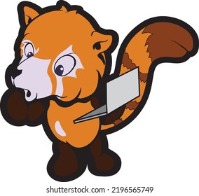 Cute adorable red panda cartoon design animal character flat vector style illustration on white background