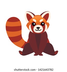 Cute adorable red panda sit on floor cartoon design animal character flat vector style illustration on white background