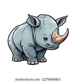 cute and adorable rhinoceros cartoon